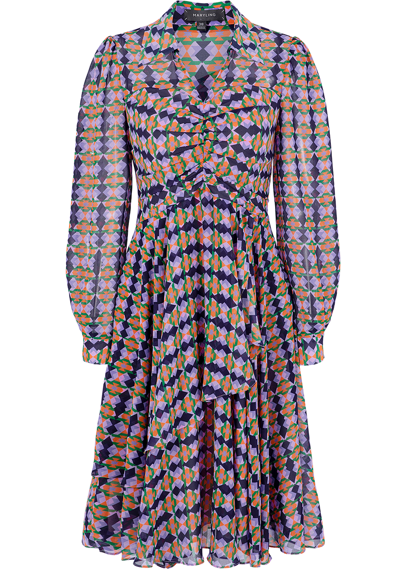 SALAZIA Purple-Blue Diamond Plaid Dresses
