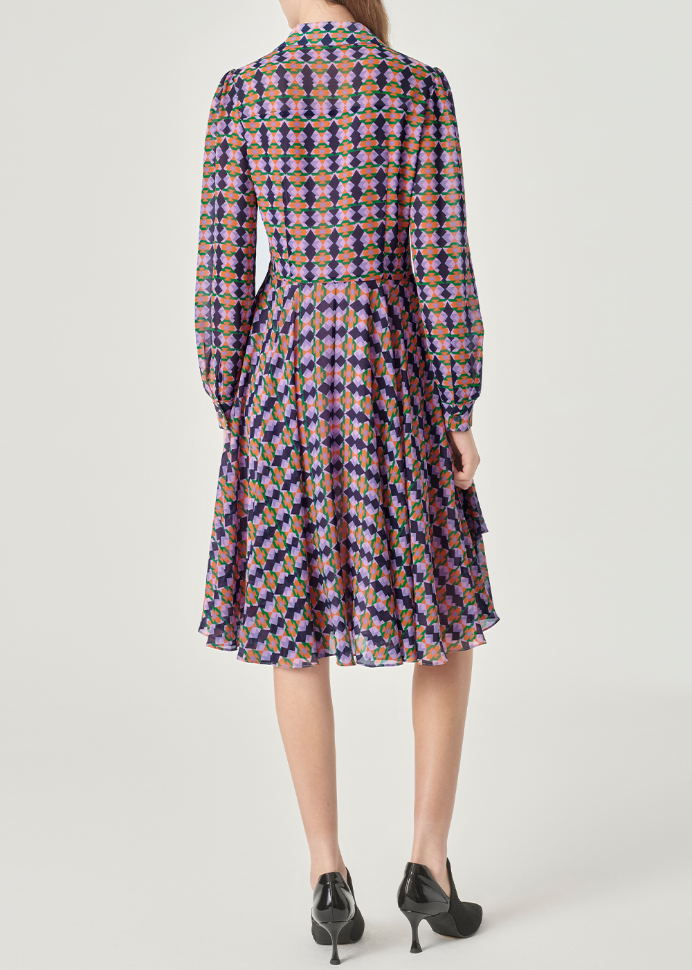 SALAZIA Purple-Blue Diamond Plaid Dresses