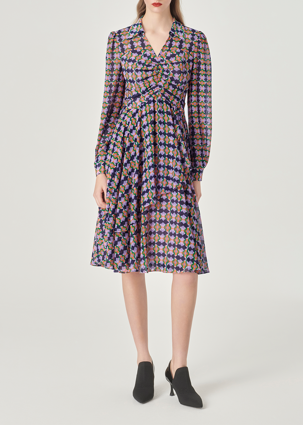 SALAZIA Purple-Blue Diamond Grid Dresses