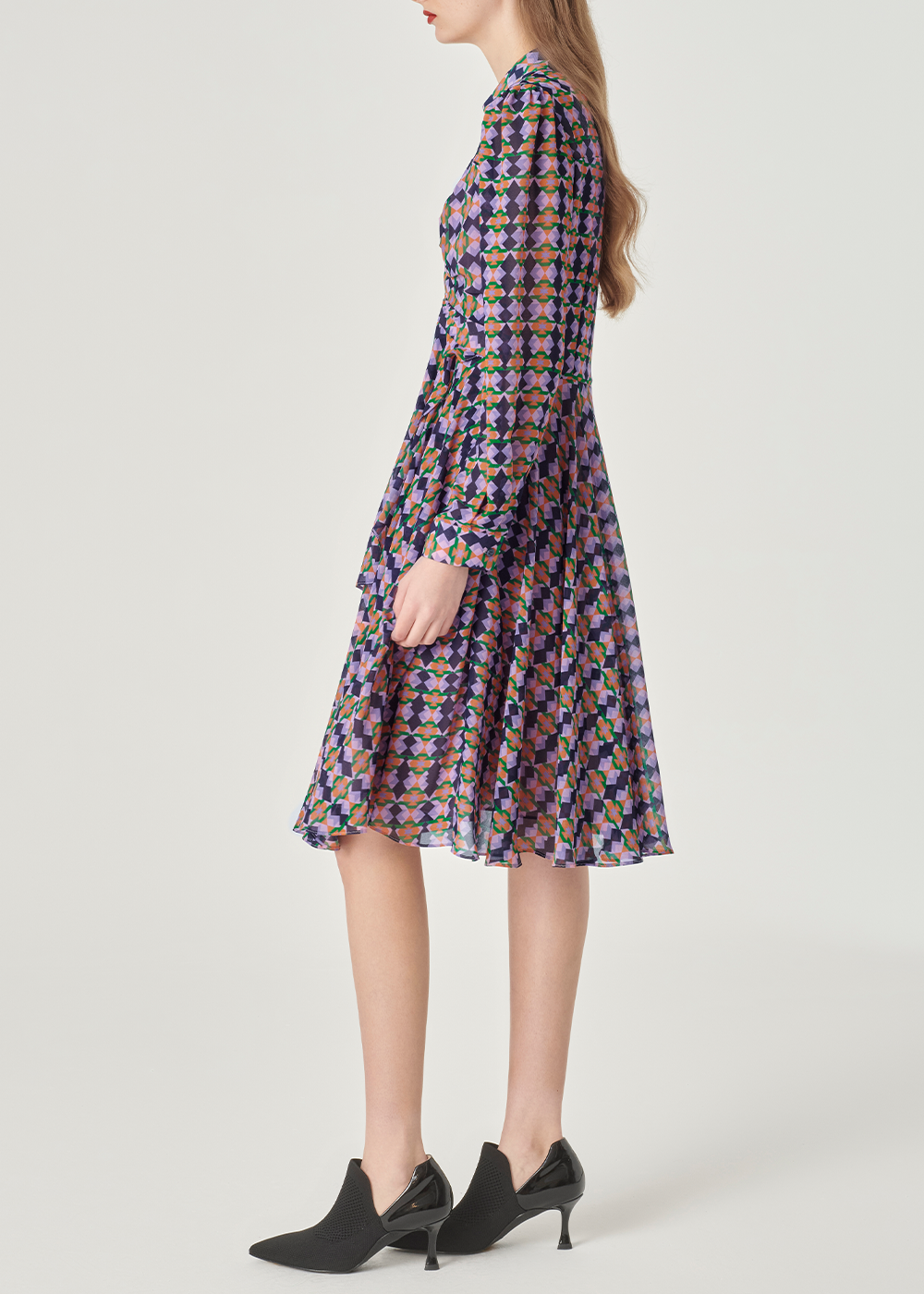 SALAZIA Purple-Blue Diamond Plaid Dresses