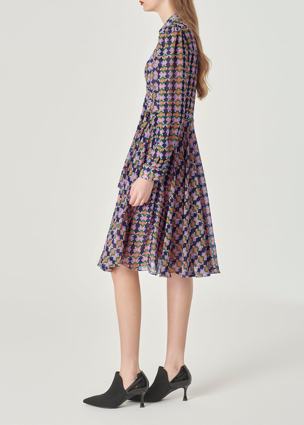 SALAZIA Purple-Blue Diamond Grid Dresses