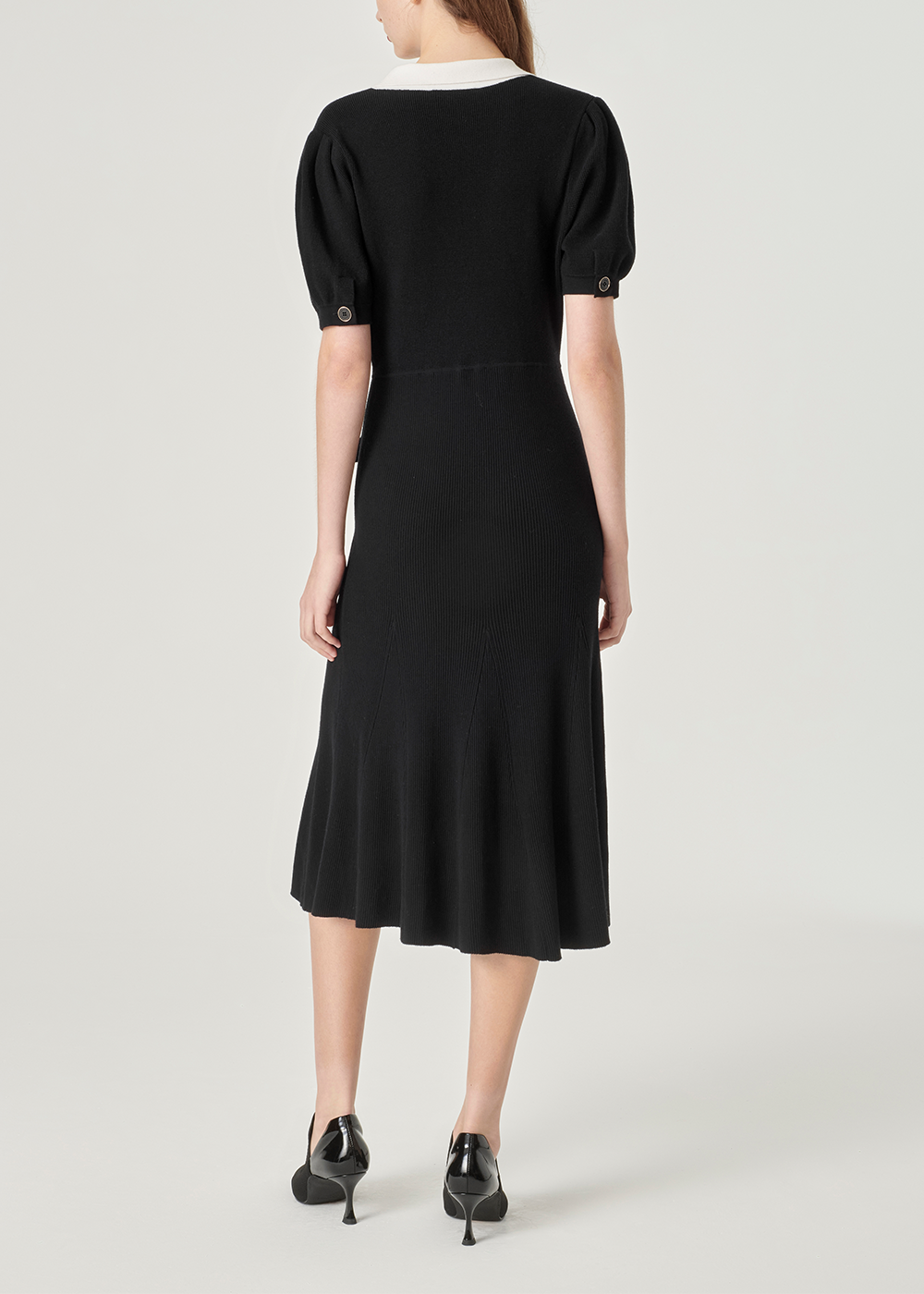 SALAZIA Black-White Colorblock Knit Dresses