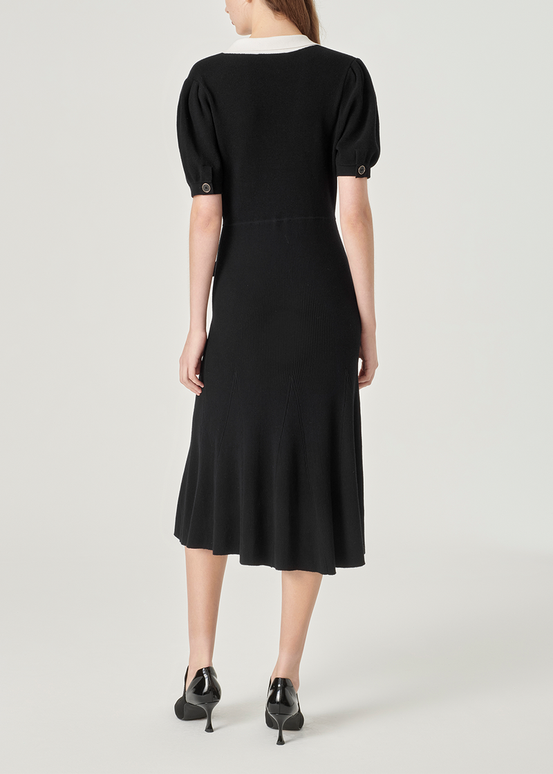 SALAZIA Black-White Colorblock Knit Dresses