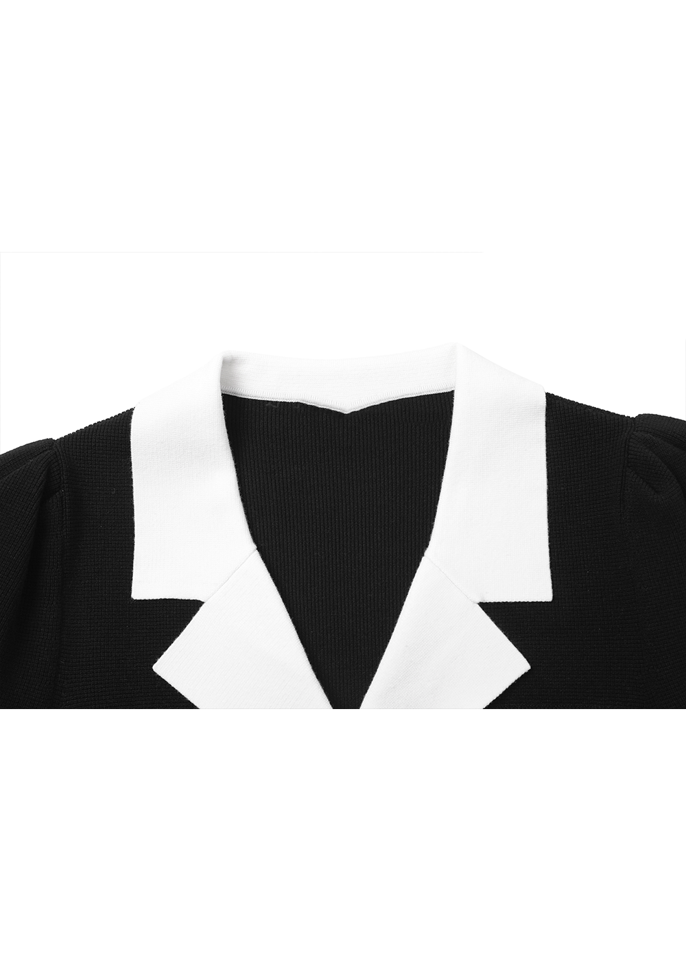 SALAZIA Black-White Colorblock Knit Dresses