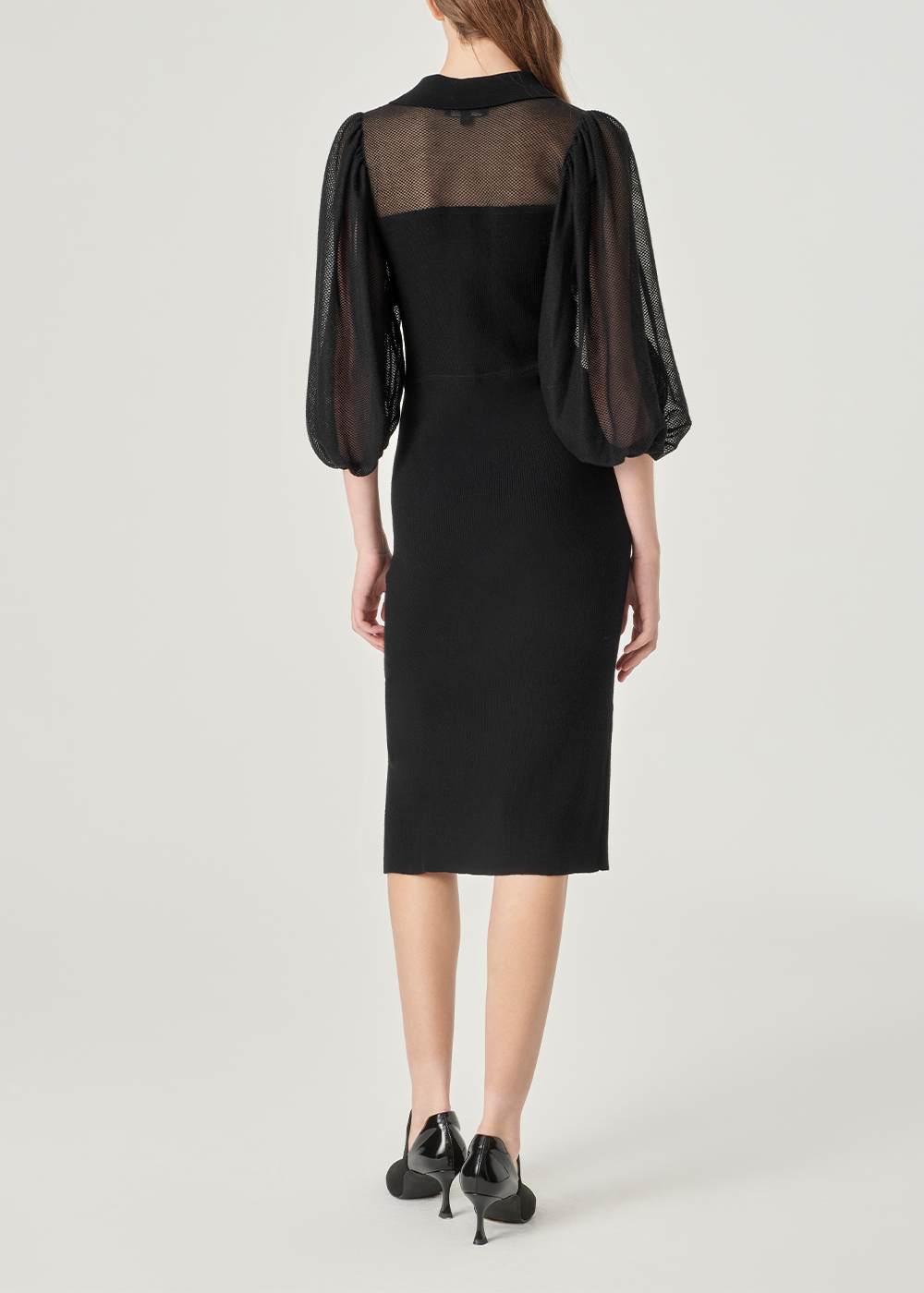 SALAZIA Black Wool-Nylon Blend Knit Dresses