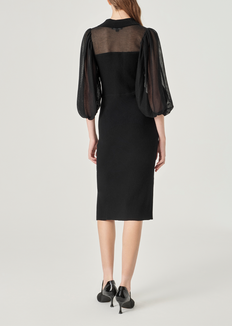 SALAZIA Black Wool-Nylon Blend Knit Dresses