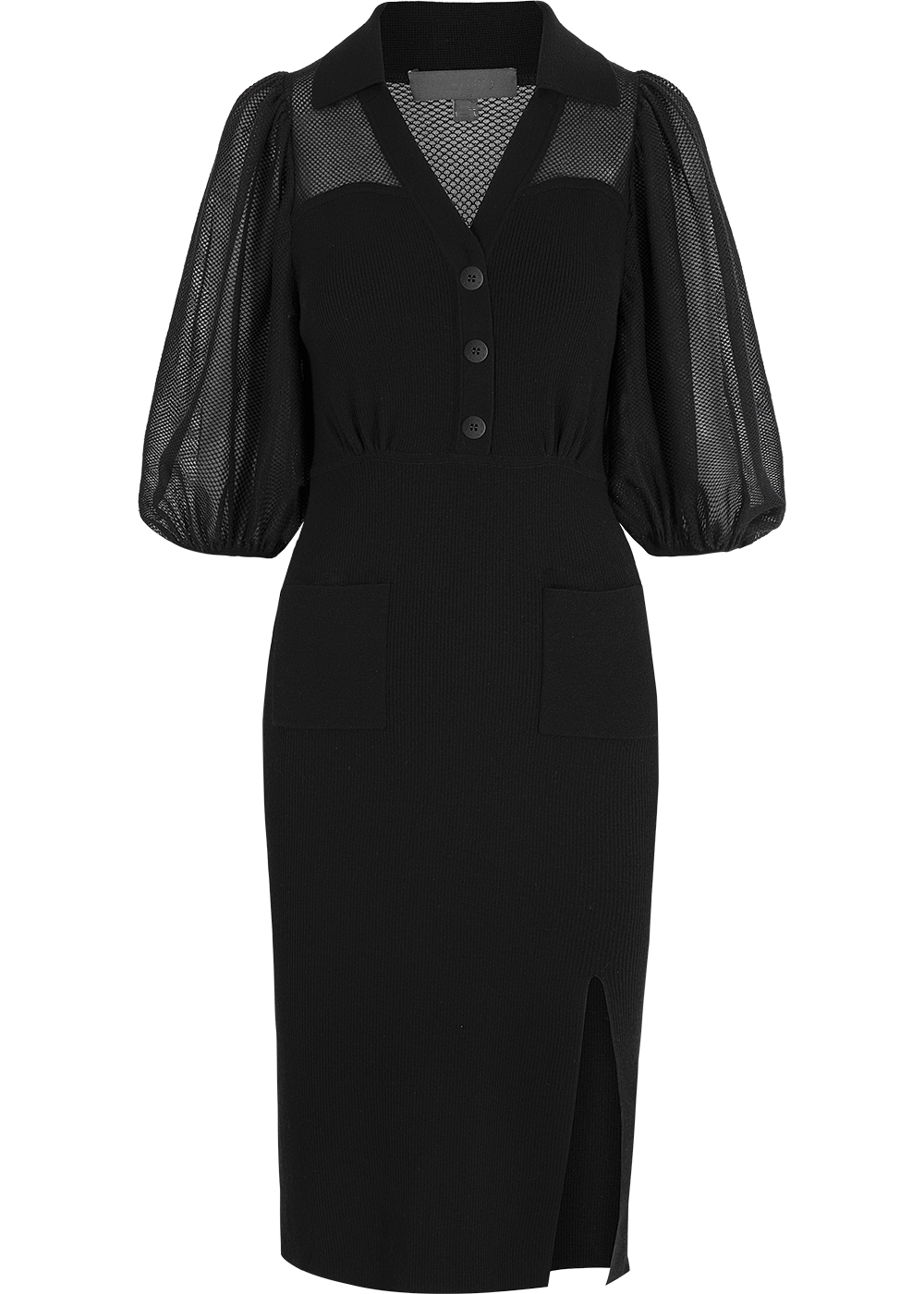 SALAZIA Black Wool-Nylon Blend Knit Dresses