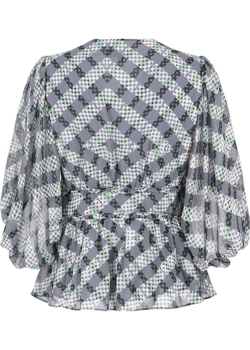 SALAZIA Black-Grey Stripe and Green Plaid Blouses