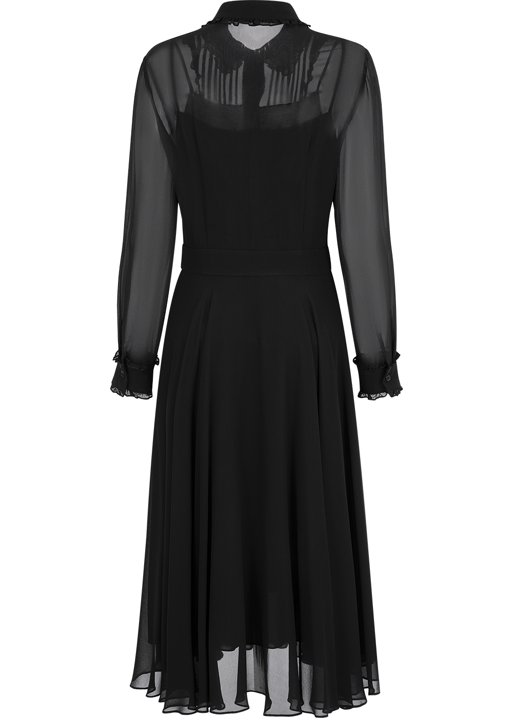 SALAZIA Black Silk Long-Sleeve Dresses