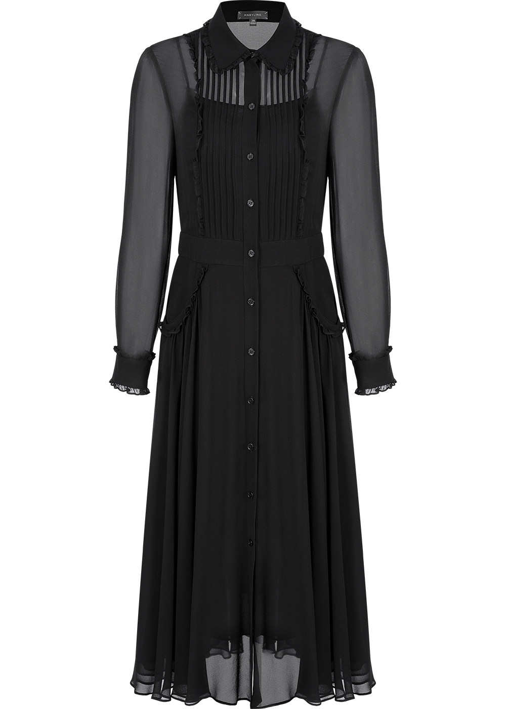 SALAZIA Black Silk Long-Sleeve Dresses