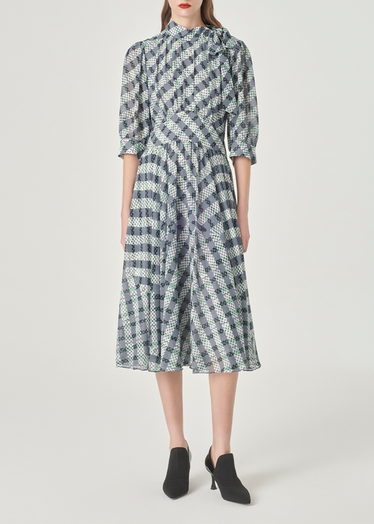 SALAZIA Black-Grey Stripe and Green Plaid Dresses