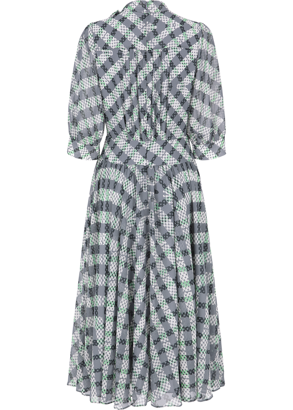 SALAZIA Black-Grey Stripe and Green Plaid Dresses