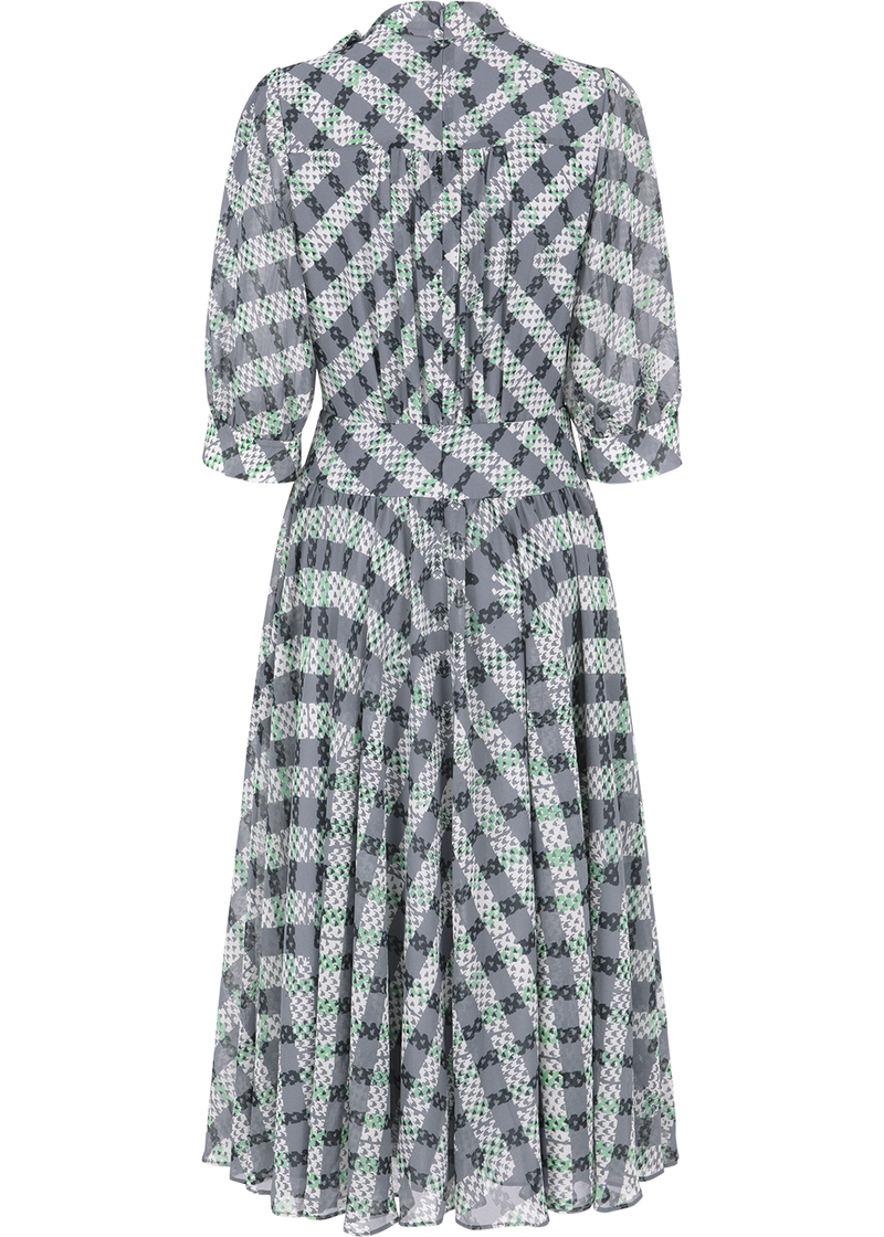 SALAZIA Black-Grey Stripe and Green Plaid Dresses