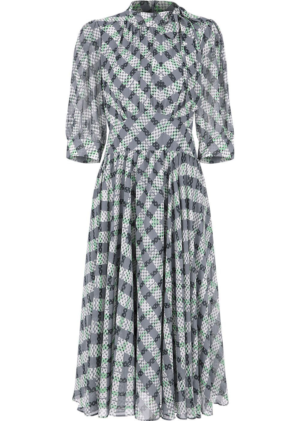 SALAZIA Black-Grey Stripe and Green Plaid Dresses