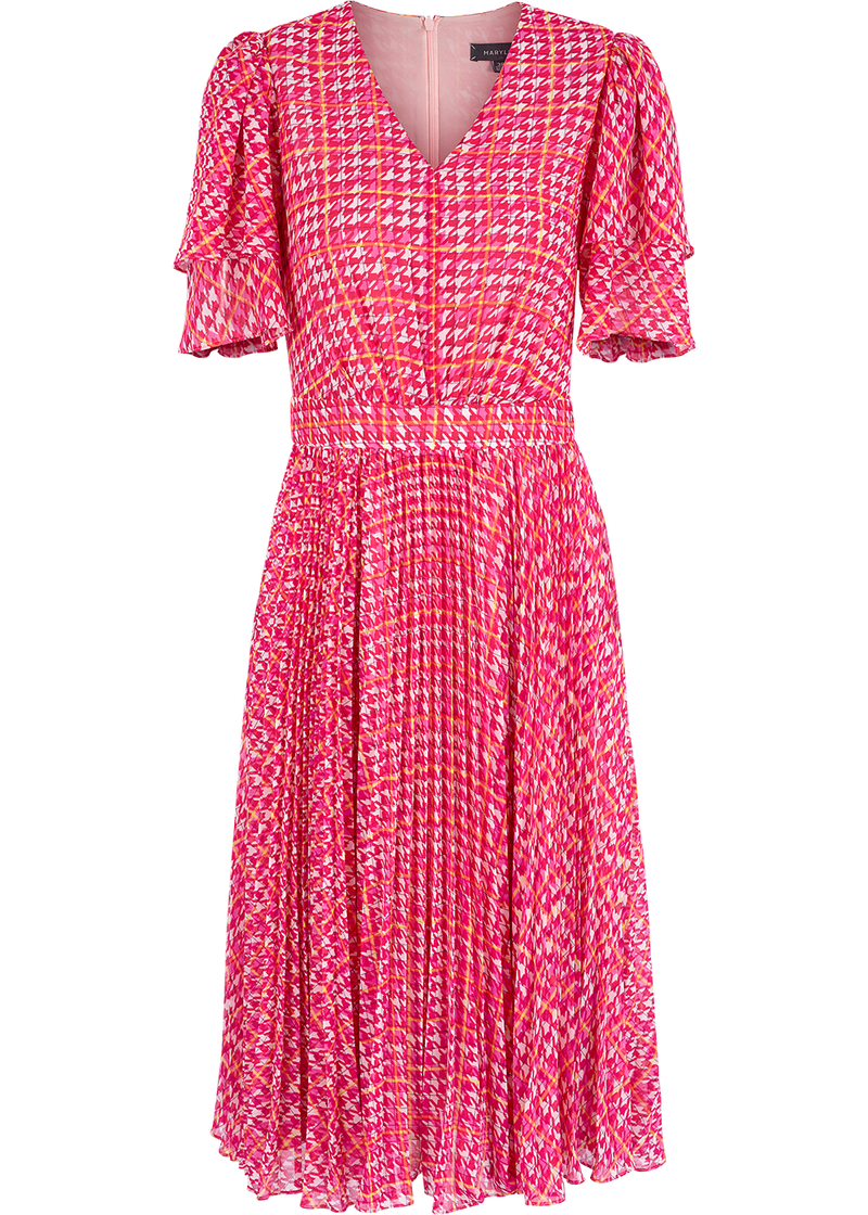 SALAZIA Pink Houndstooth Mini Dresses