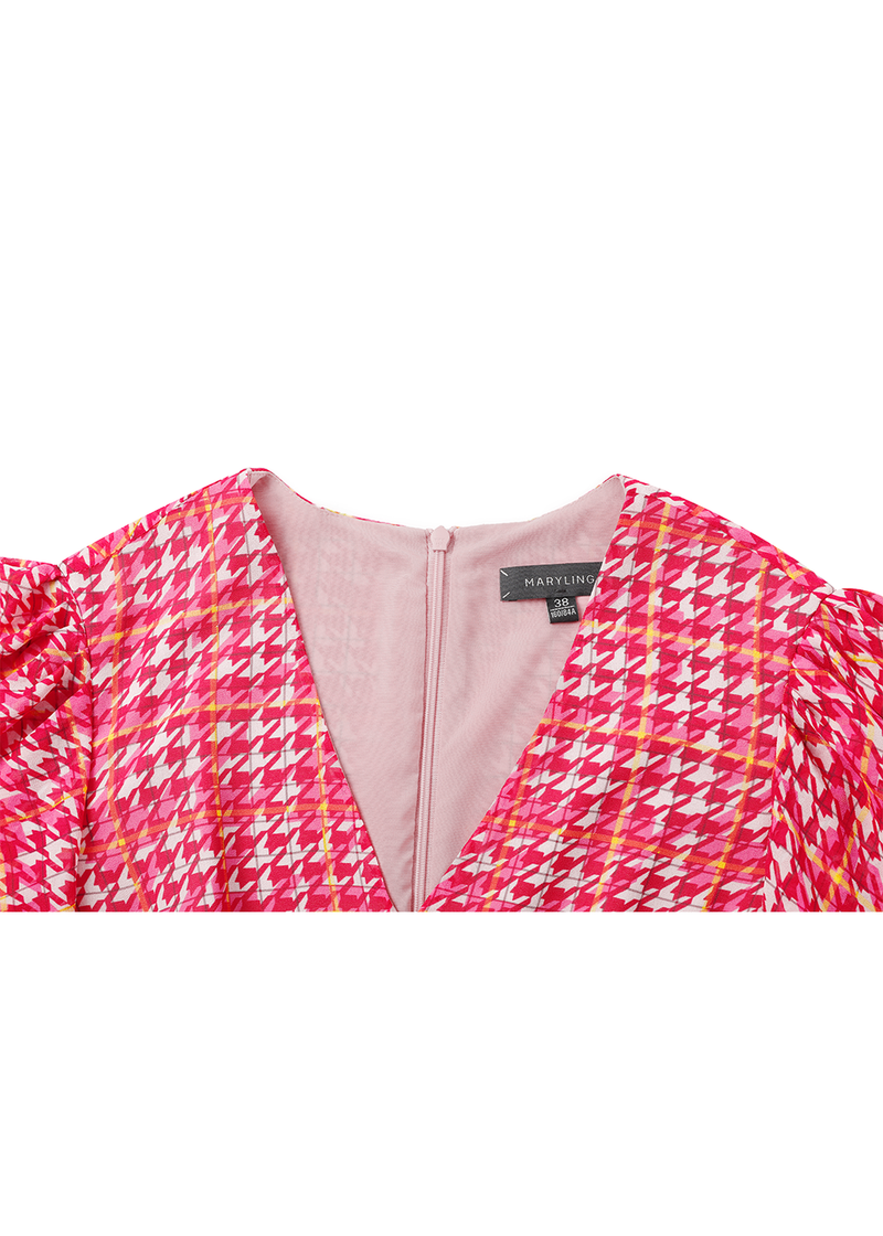 SALAZIA Pink Houndstooth Mini Dresses