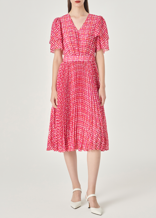 SALAZIA Pink Houndstooth Mini Dresses