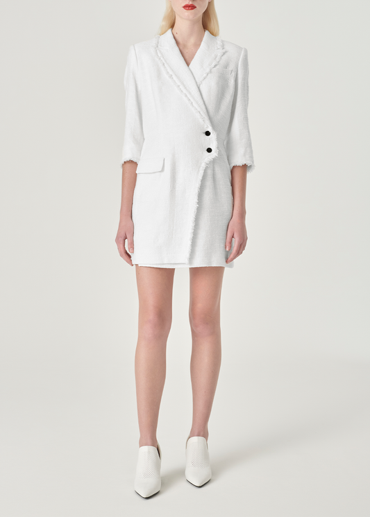 SALAZIA White Cotton-Viscose Blend Short-Sleeve Dresses