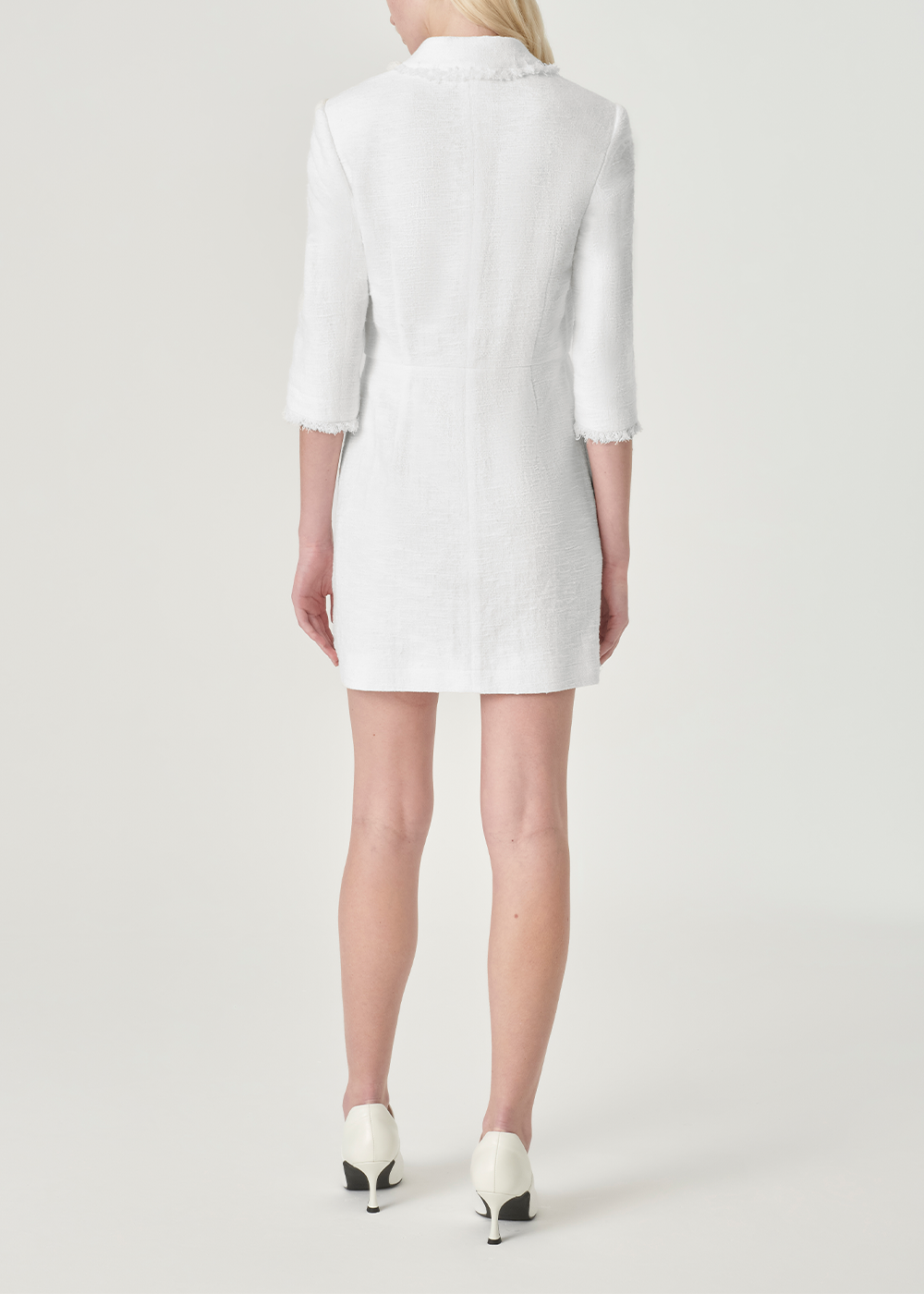 SALAZIA White Cotton-Viscose Blend Short-Sleeve Dresses