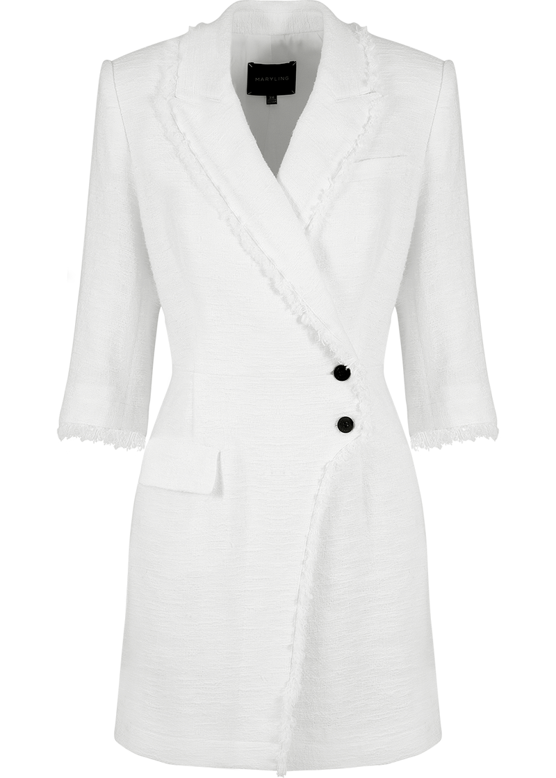 SALAZIA White Cotton-Viscose Blend Short-Sleeve Dresses