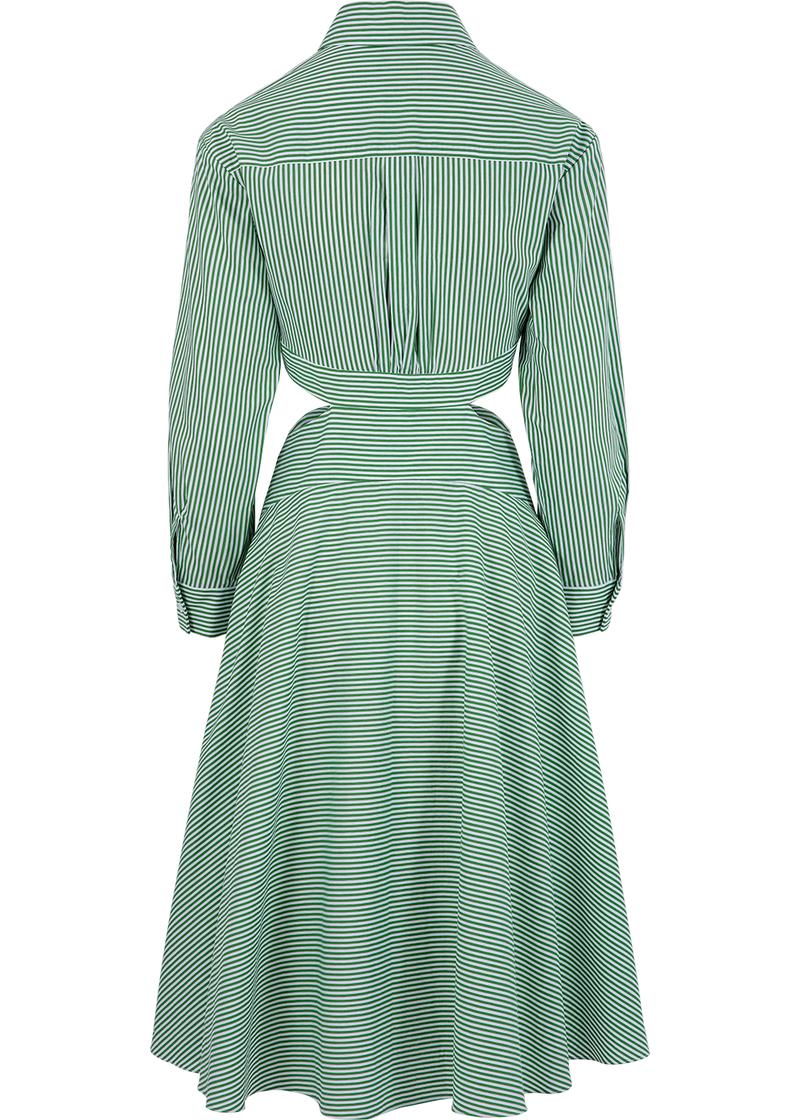 SALAZIA Green-White Striped Maxi Dresses