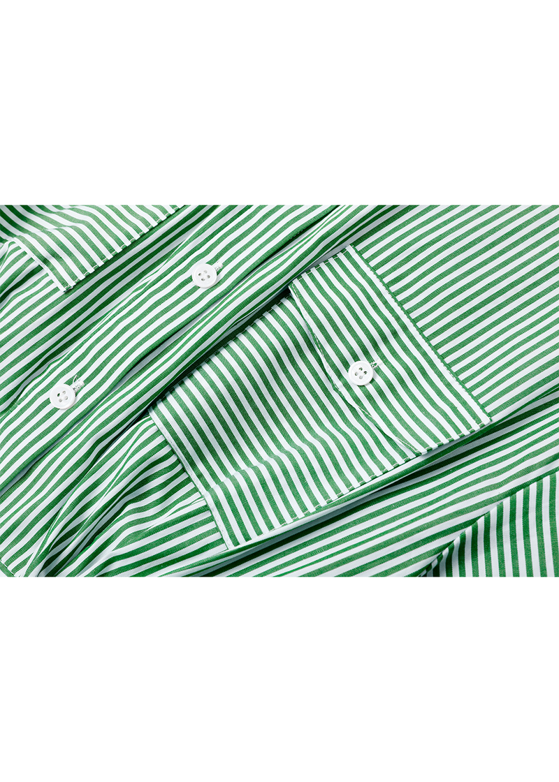 SALAZIA Green-White Striped Maxi Dresses