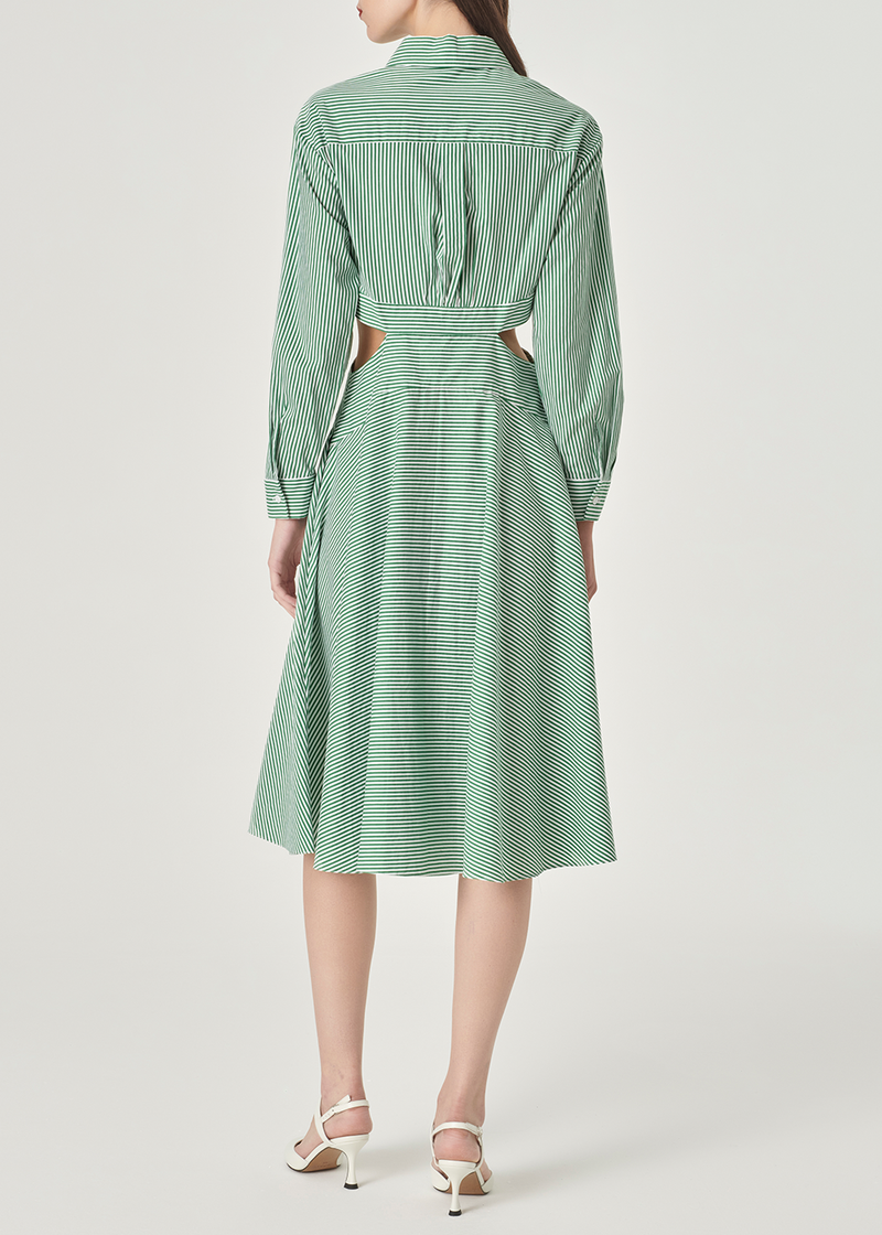 SALAZIA Green-White Striped Maxi Dresses