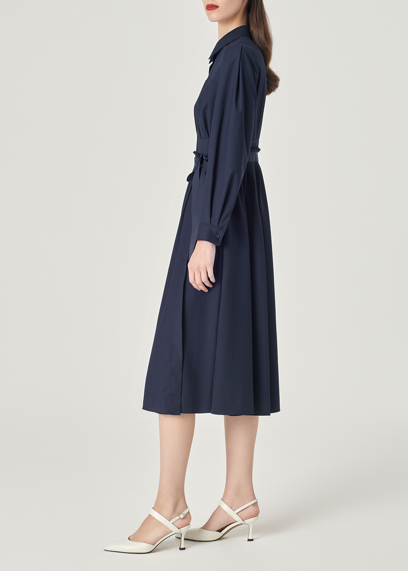 SALAZIA Deep Blue Viscose-Polyester Blend Dresses