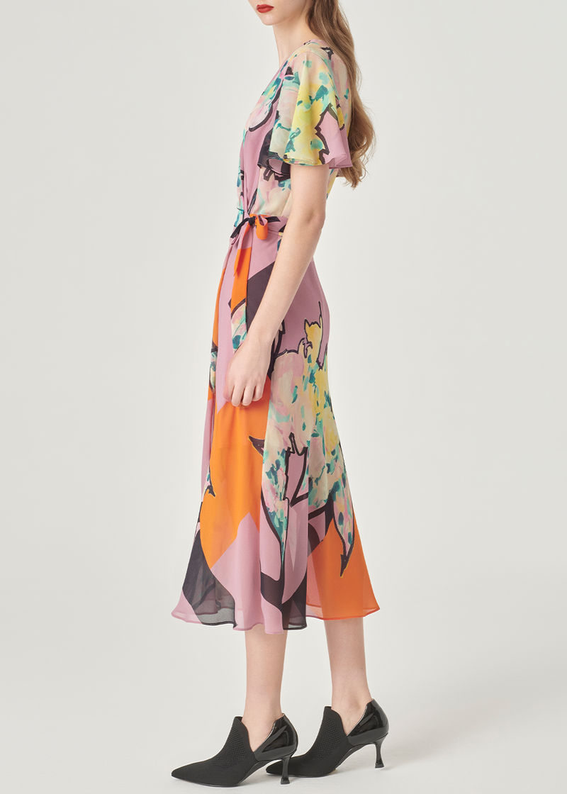 SALAZIA Pink Cutout Short-Sleeve Dresses