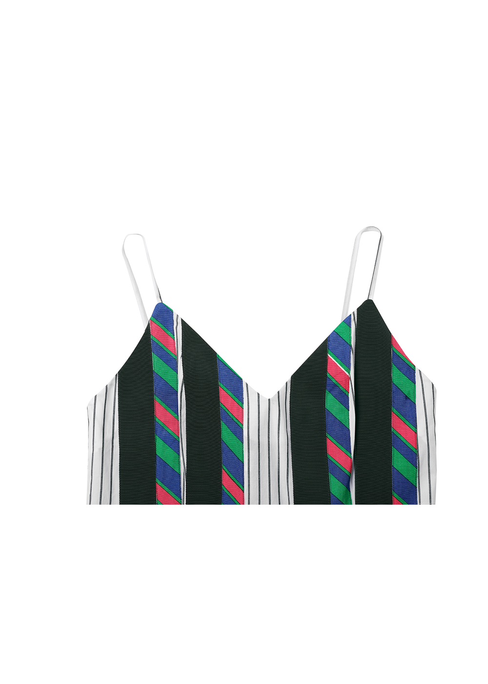 SALAZIA Green-White Striped Cotton Dresses