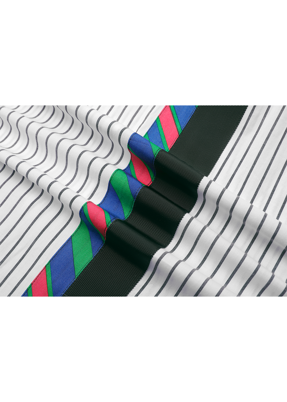 SALAZIA Green-White Striped Cotton Dresses