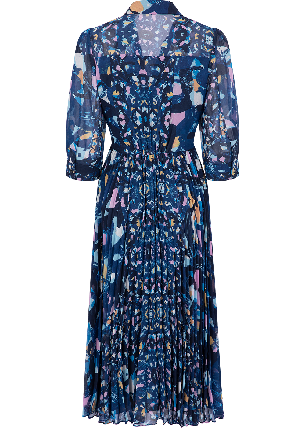 SALAZIA Blue-Pink Floral Long-Sleeve Dresses