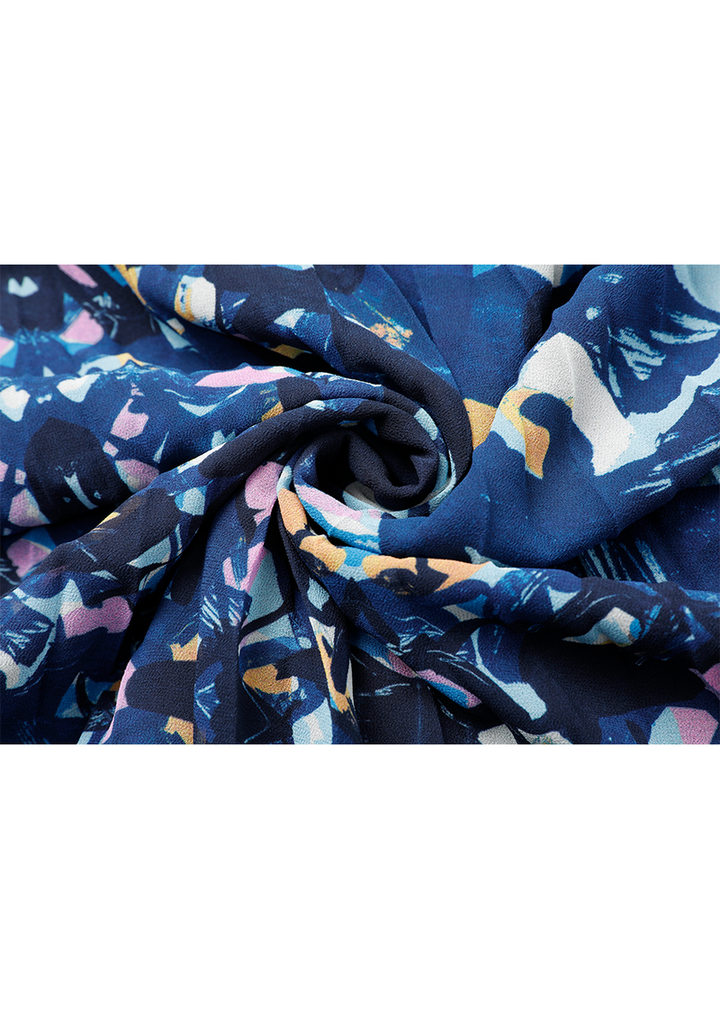 SALAZIA Blue-Pink Floral Long-Sleeve Dresses