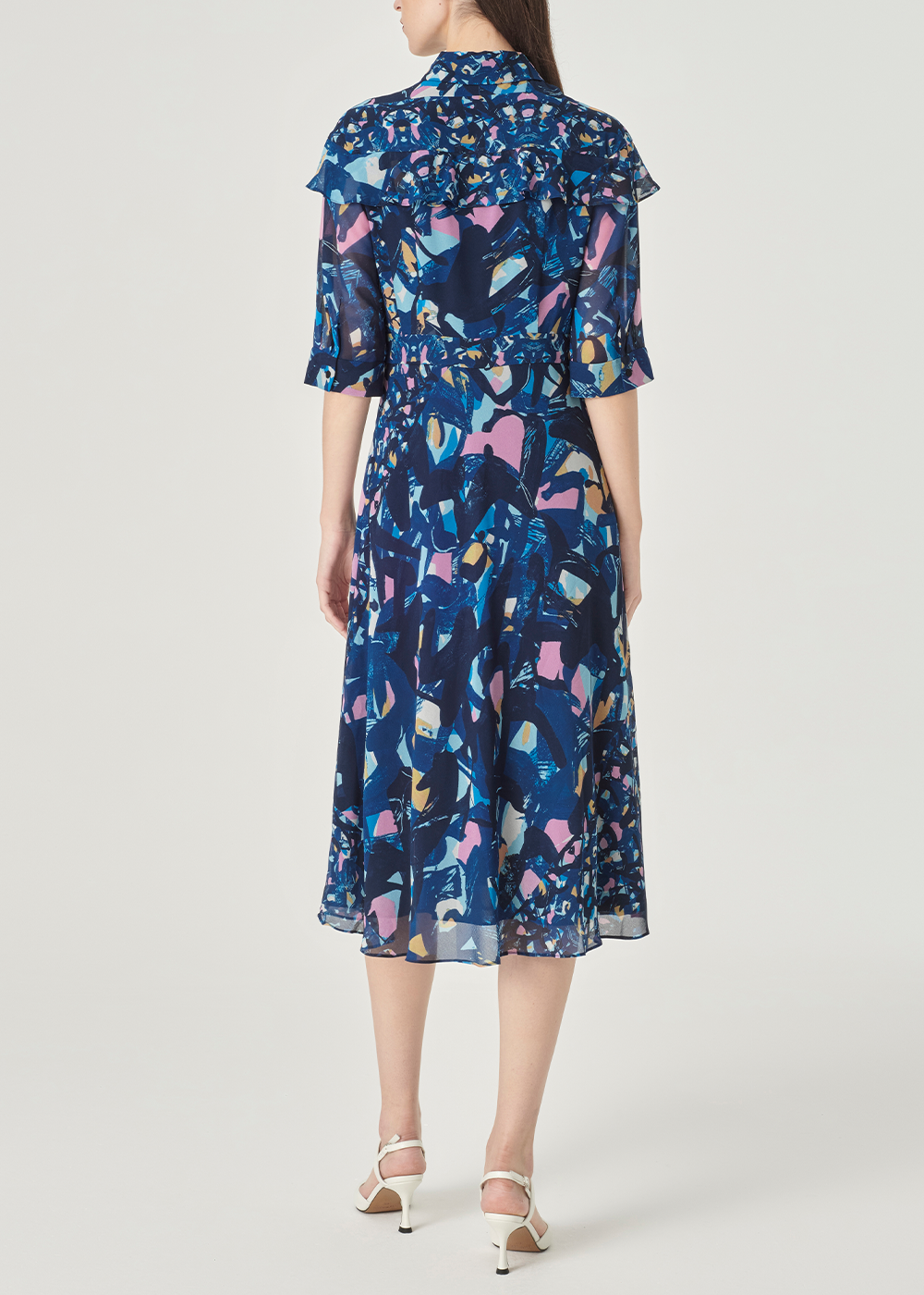 SALAZIA Blue-Pink Floral Print Dresses
