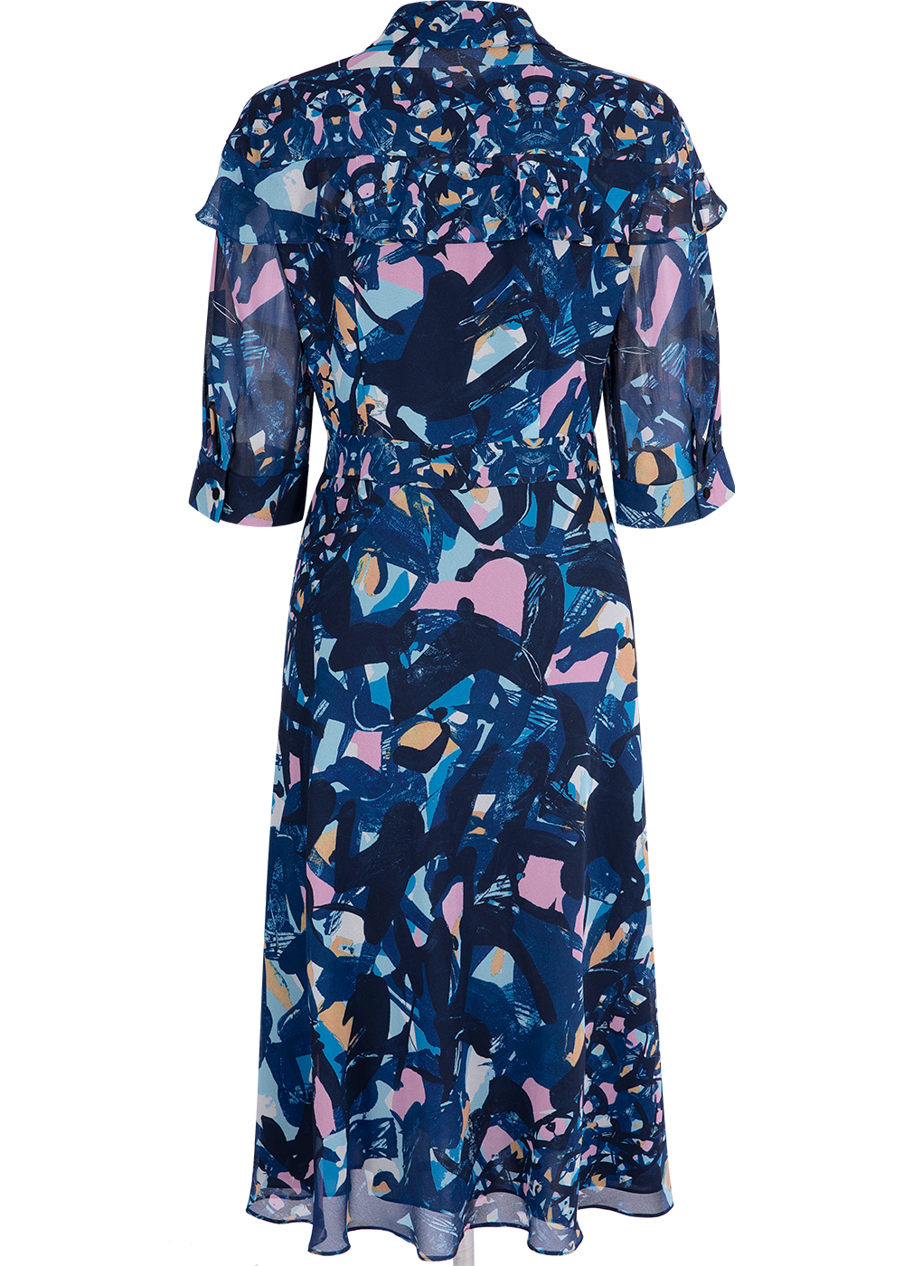 SALAZIA Blue-Pink Floral Print Dresses