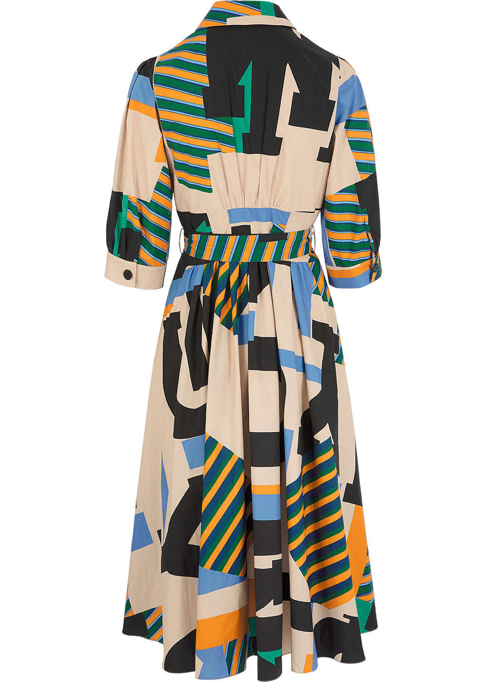 SALAZIA Black-Apricot Collage Long-Sleeve Dresses