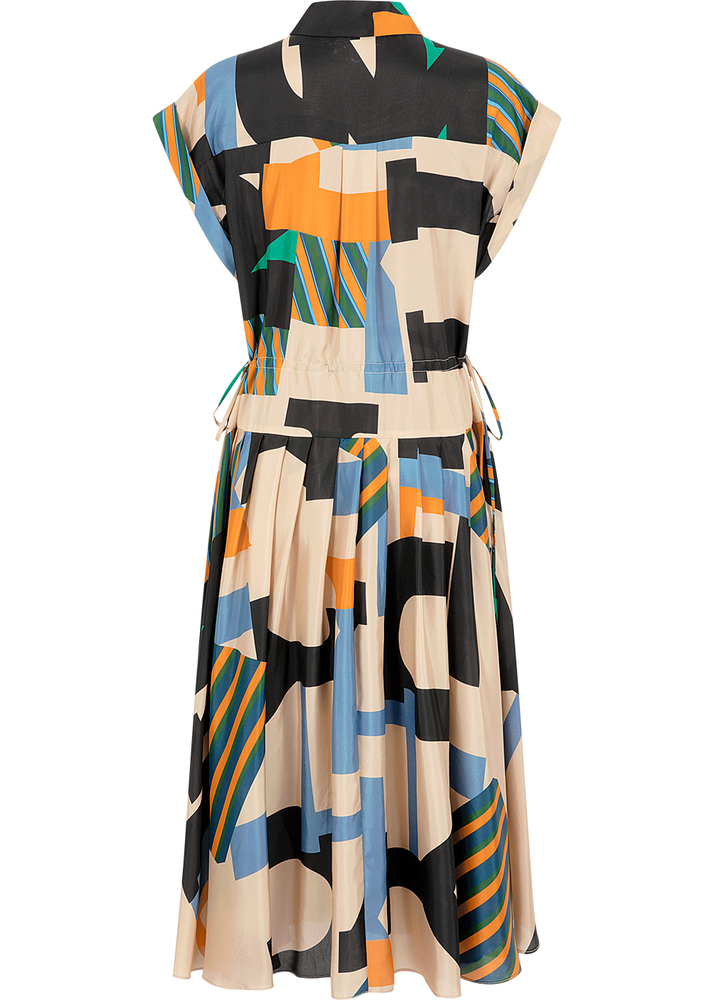 SALAZIA Black and Apricot Collage Silk Dresses