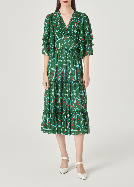 SALAZIA Green Artistic Bauhinia Dresses