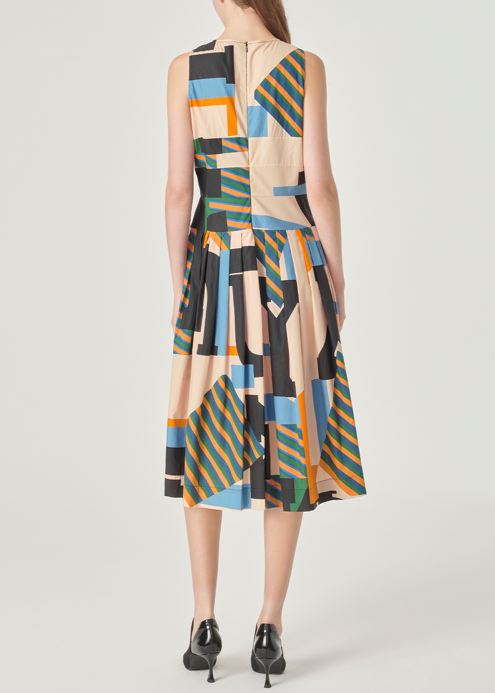 SALAZIA Black-Apricot Collage Cotton Dresses