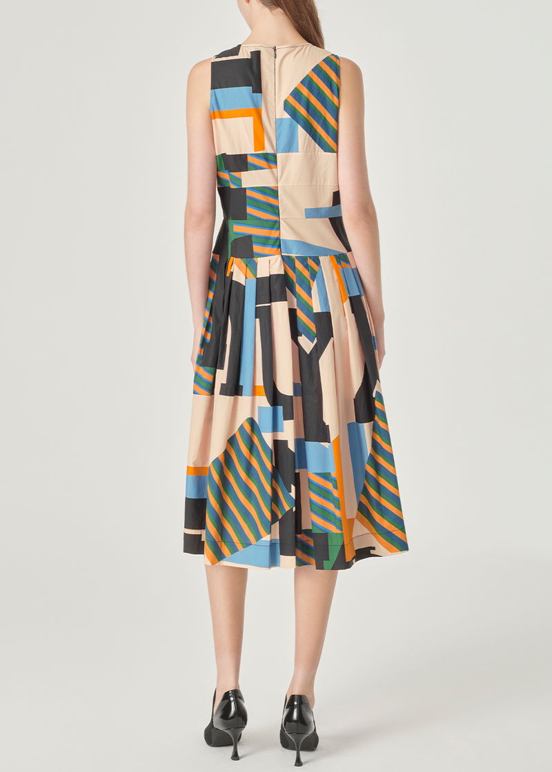 SALAZIA Black-Apricot Collage Cotton Dresses