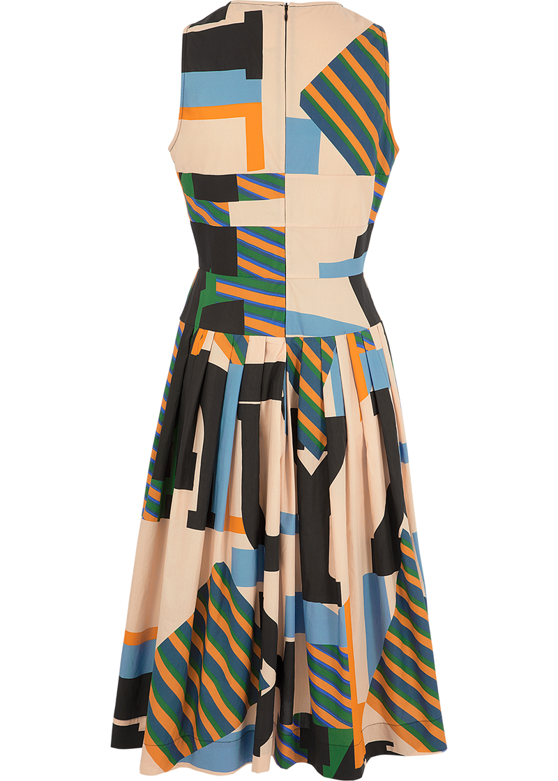 SALAZIA Black-Apricot Collage Cotton Dresses