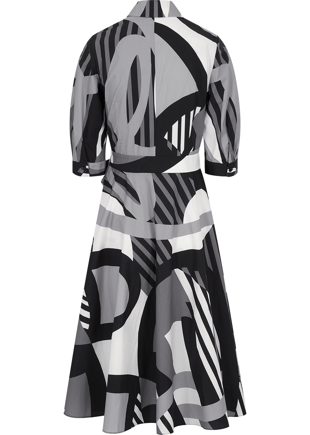 SALAZIA Black and White Silhouette Floral Dresses