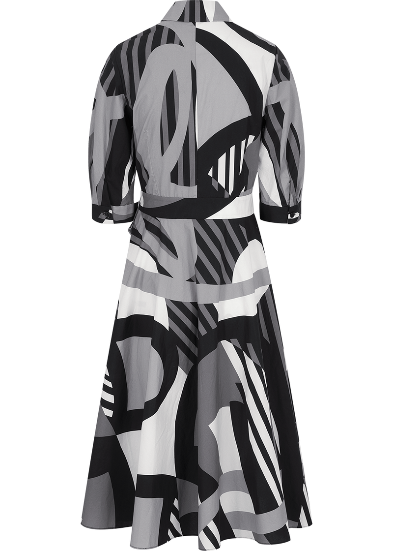 SALAZIA Black and White Silhouette Floral Dresses