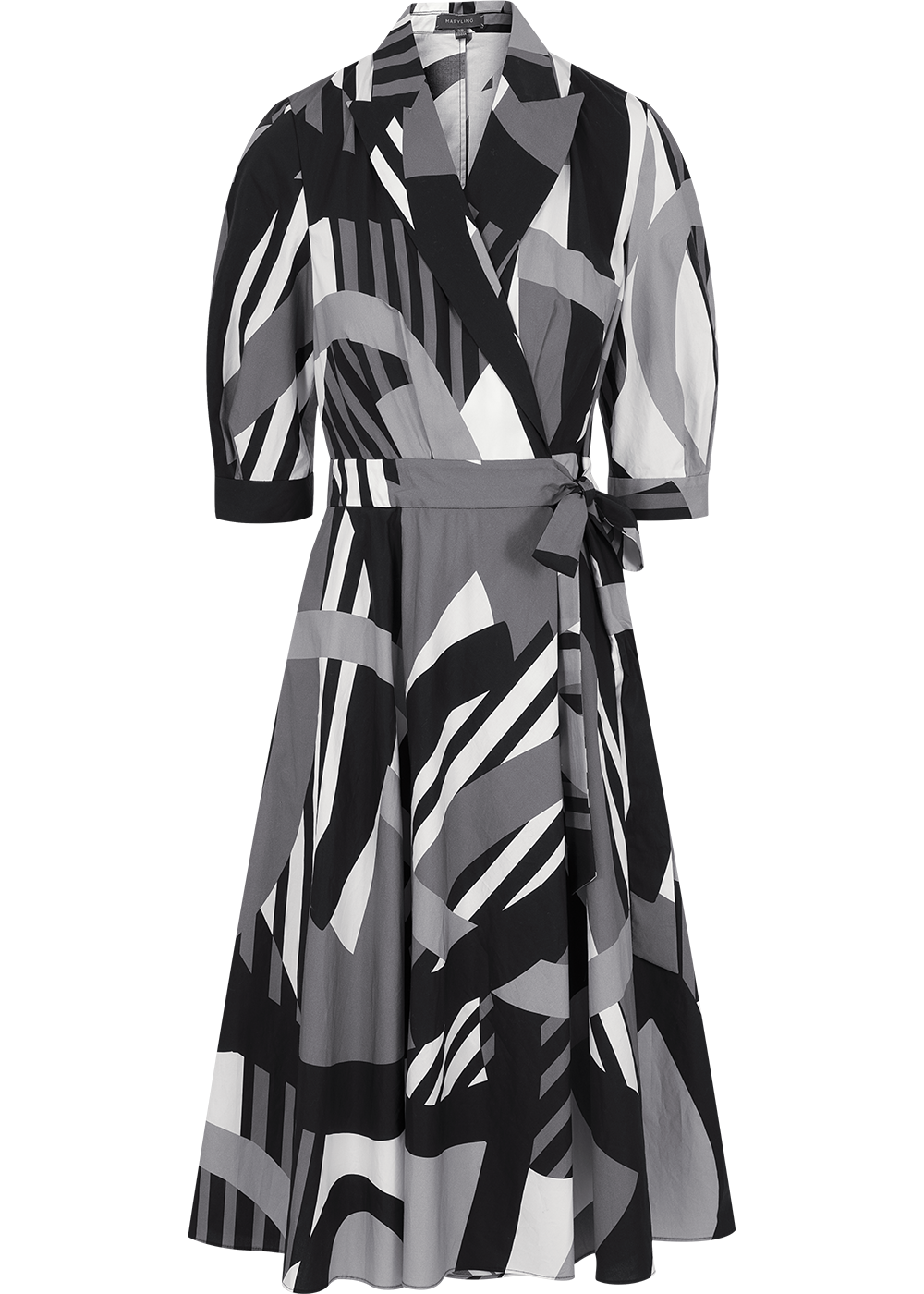 SALAZIA Black and White Silhouette Floral Dresses