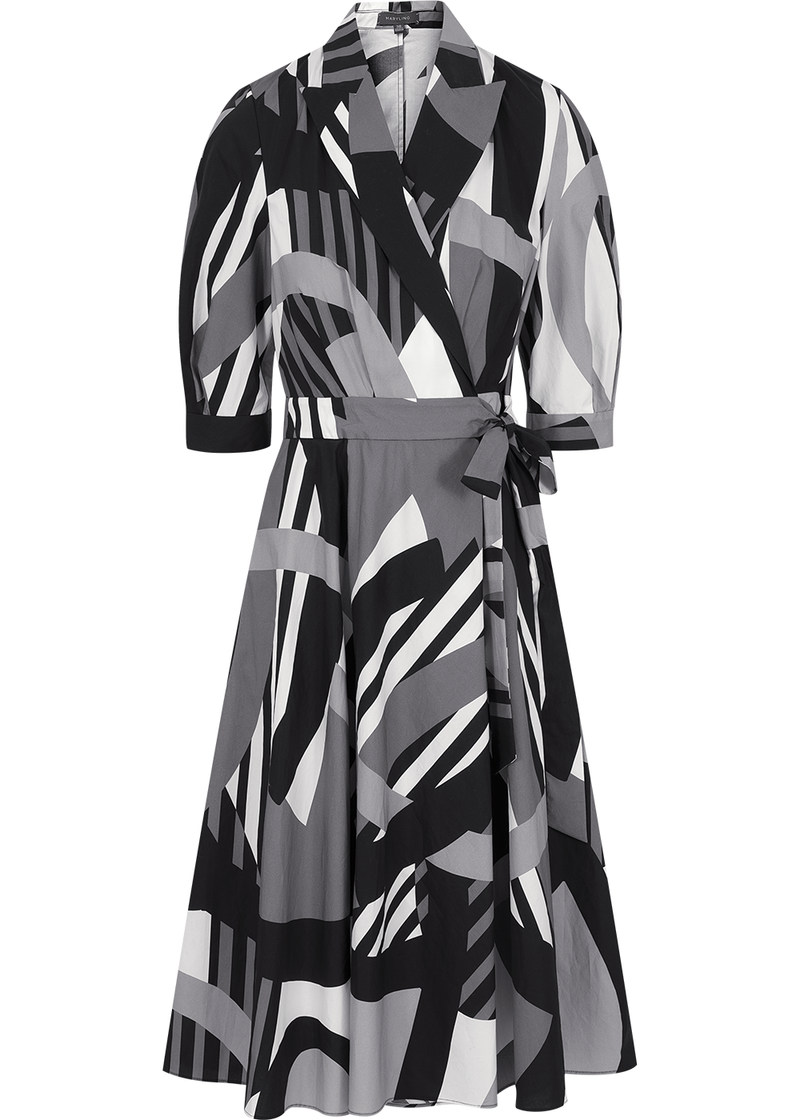 SALAZIA Black and White Silhouette Floral Dresses