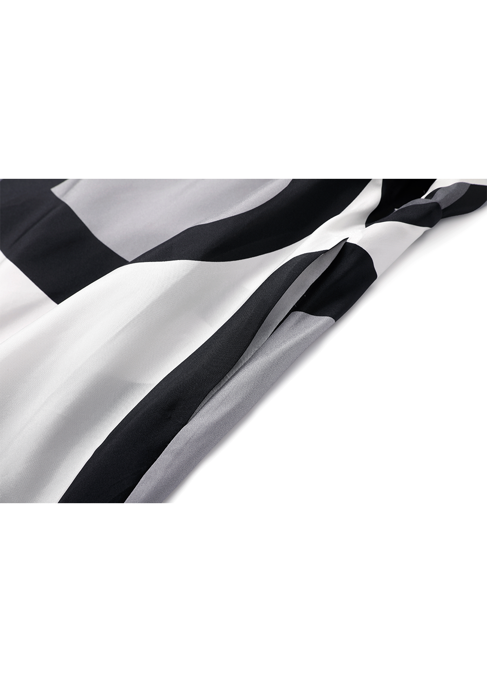 SALAZIA Black-White Silhouette Floral Silk Dresses