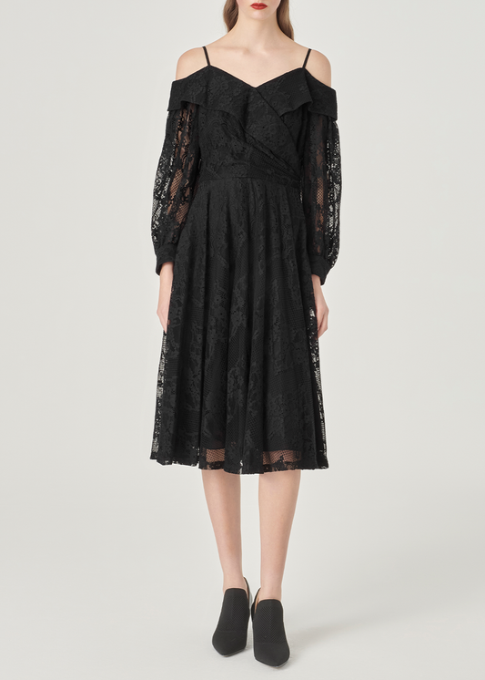 SALAZIA Black Fit-and-Flare Dresses