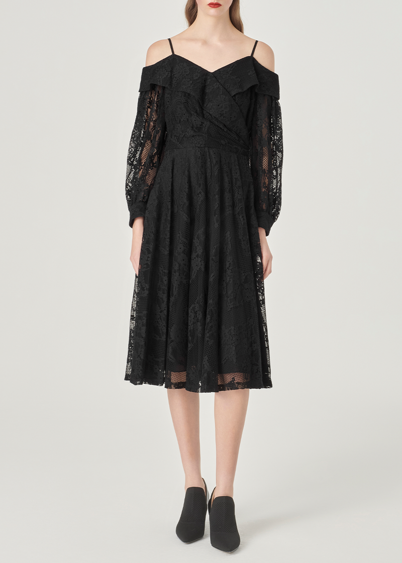 SALAZIA Black Fit-and-Flare Dresses