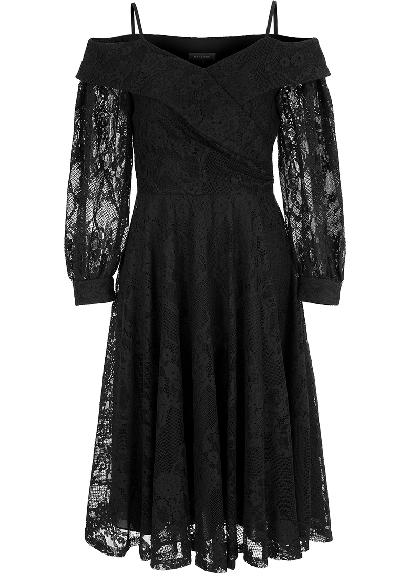 SALAZIA Black Fit-and-Flare Dresses