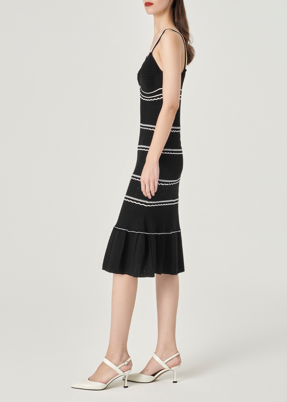 SALAZIA Black-White Colorblock Knit Dresses
